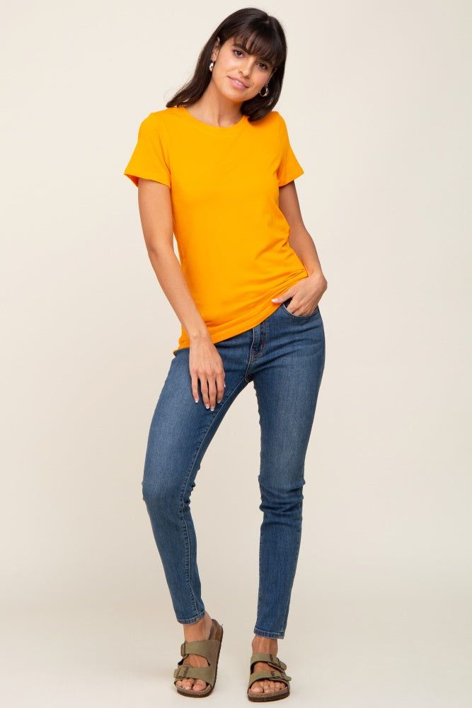 Orange Basic Crew Neck Tee sold by Pinkblush product image thumbnail 4