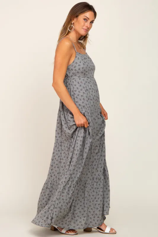 Olive Ditsy Floral Tiered Maxi Dress sold by Pinkblush