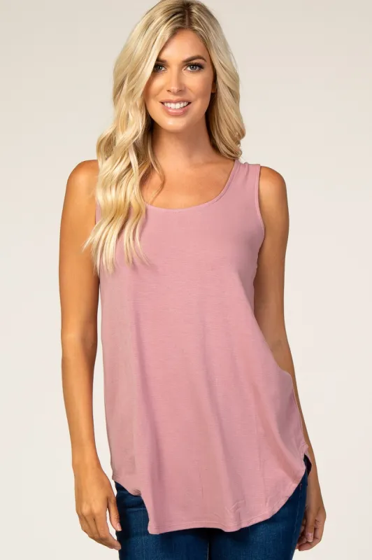Mauve Sleeveless Round Hem Top sold by Pinkblush