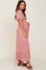 Mauve Floral Smocked Flounce Sleeve Maternity Maxi Dress sold by Pinkblush