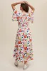 Ivory Floral Flutter Sleeve Smocked Midi Dress sold by Pinkblush