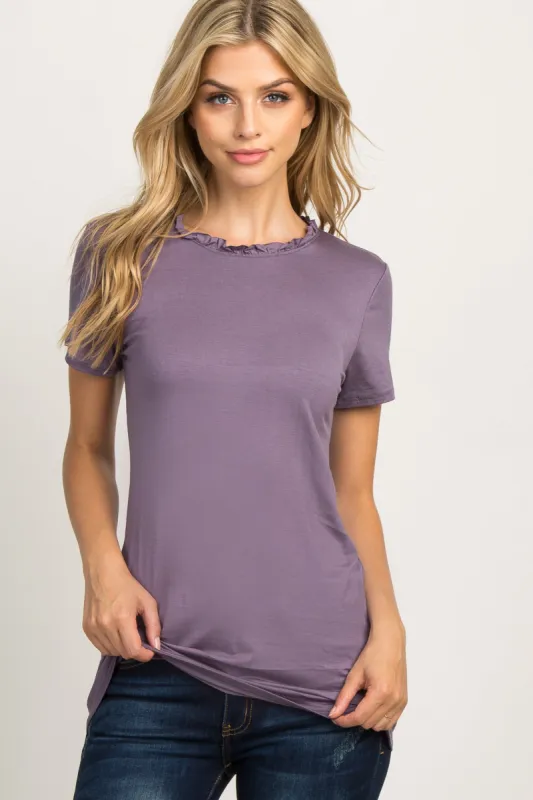 Lavender Ruffle Neckline Top sold by Pinkblush