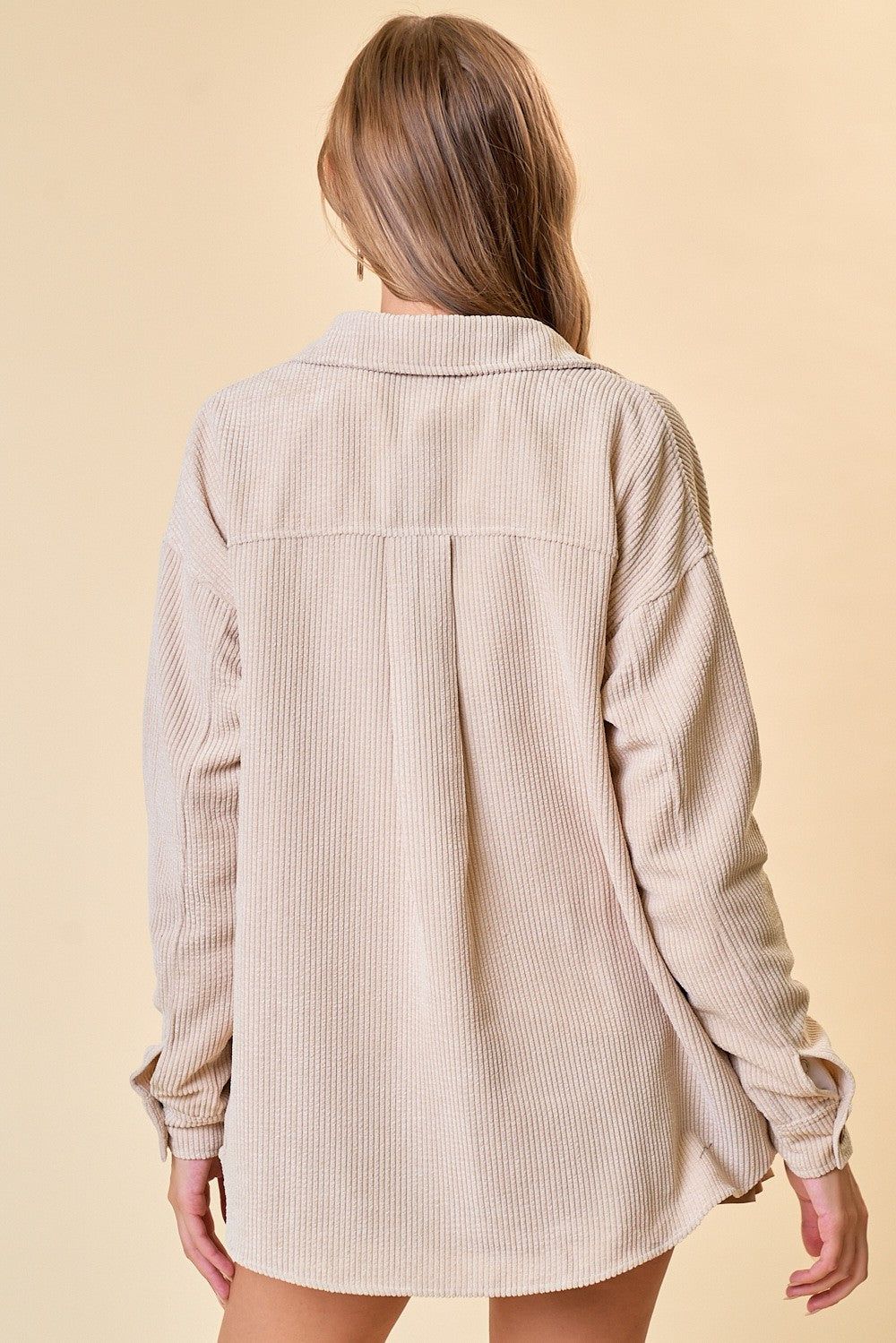 Beige Corduroy Button Down Jacket sold by Pinkblush product image thumbnail 3
