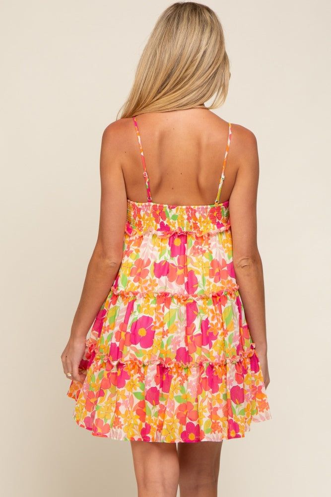 Orange Floral Ruffle Tiered Maternity Dress sold by Pinkblush product image thumbnail 3