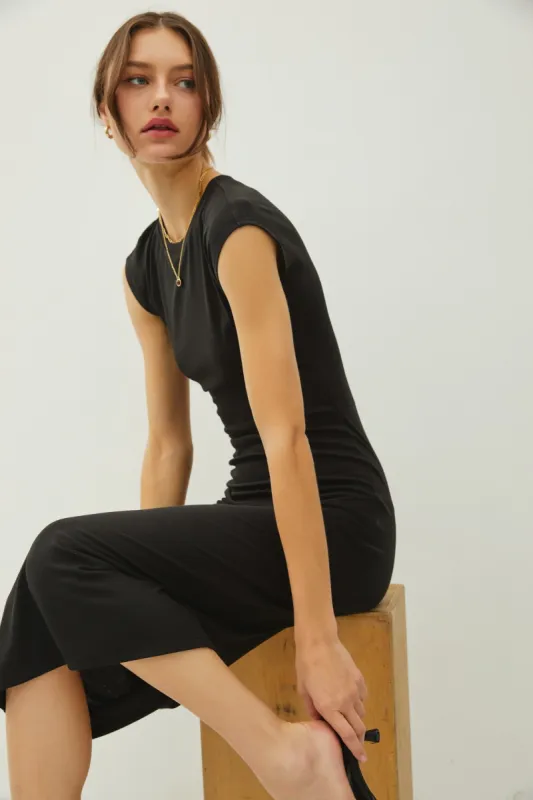 Back Side Ruched Midi Dress sold by Pinkblush