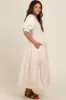 Cream Contrast Top Tiered Maternity Midi Dress sold by Pinkblush