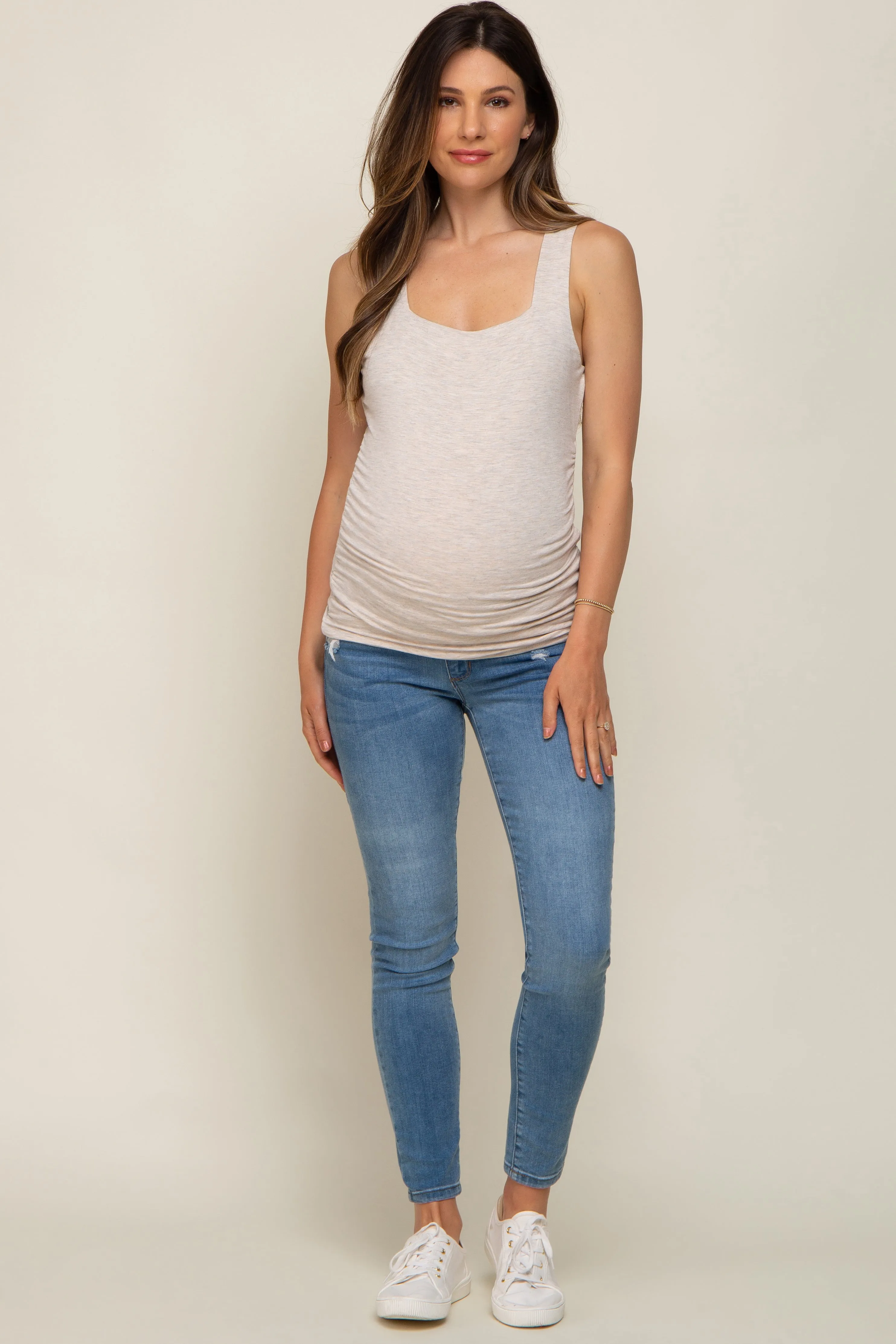 Cream Square Neck Ruched Sides Maternity Top sold by Pinkblush product image thumbnail 5