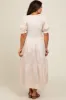 Cream Contrast Top Tiered Maternity Midi Dress sold by Pinkblush
