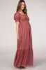 Pink Floral Puff Sleeve Maternity Maxi Dress sold by Pinkblush