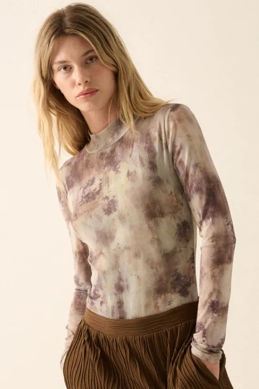 Espresso Abstract Print High-Neck Woven Bodysuit sold by Pinkblush