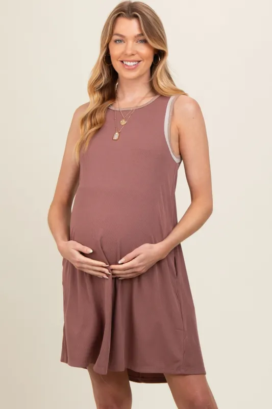 Mauve Foil Detailed Maternity Dress sold by Pinkblush
