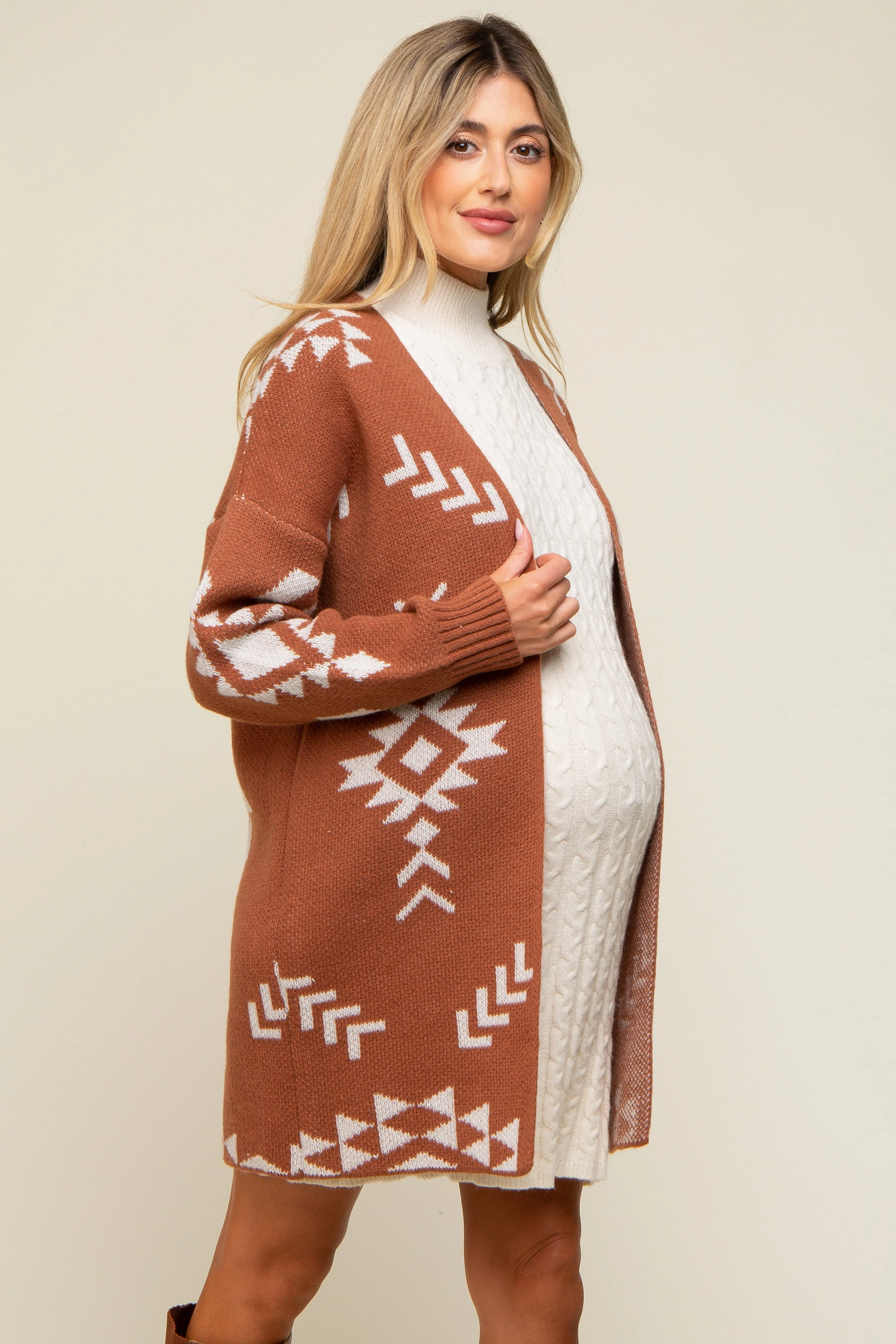 Rust Print Maternity Cardigan sold by Pinkblush product image thumbnail 2