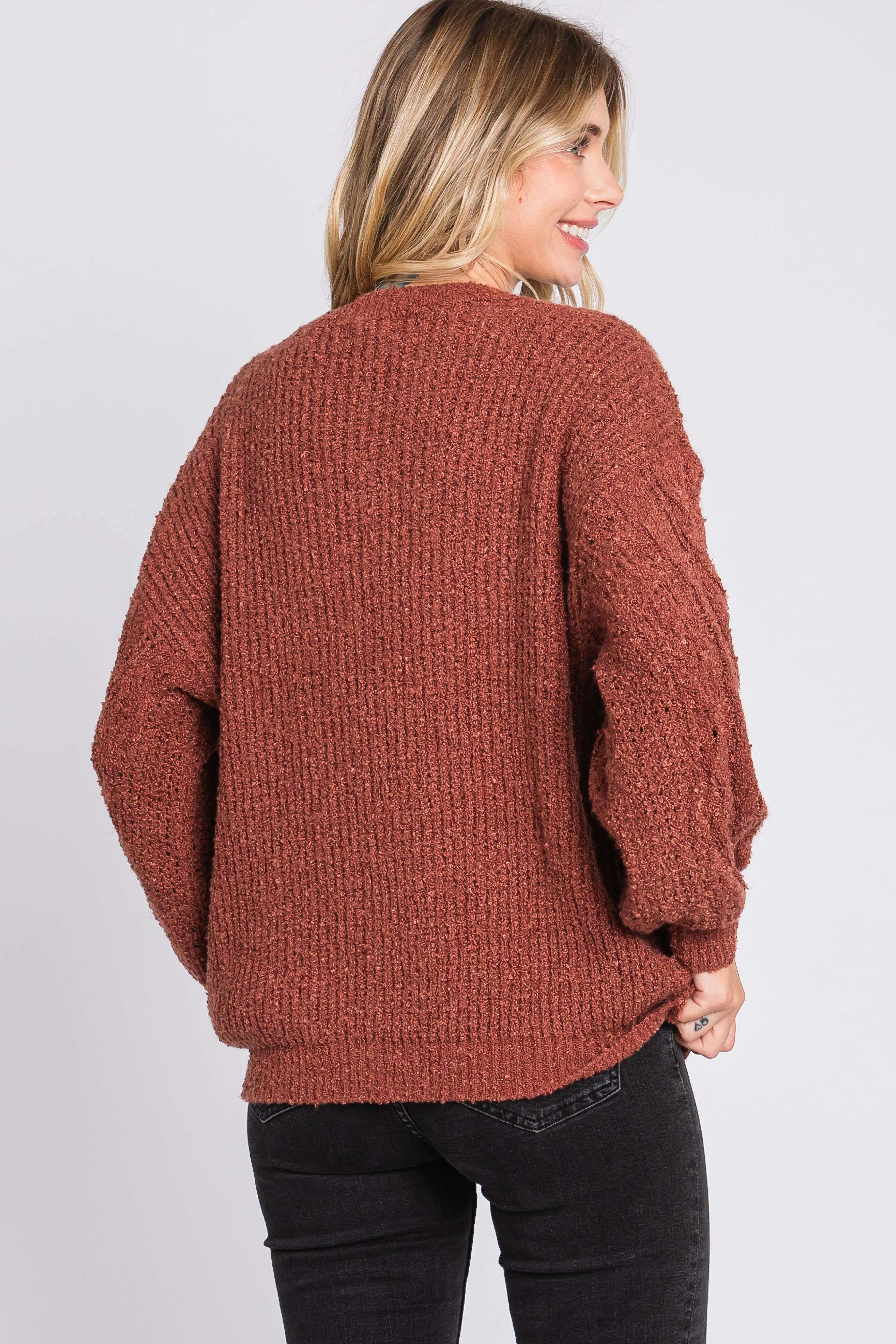 Camel Knit Puff Sleeve Sweater sold by Pinkblush product image thumbnail 4