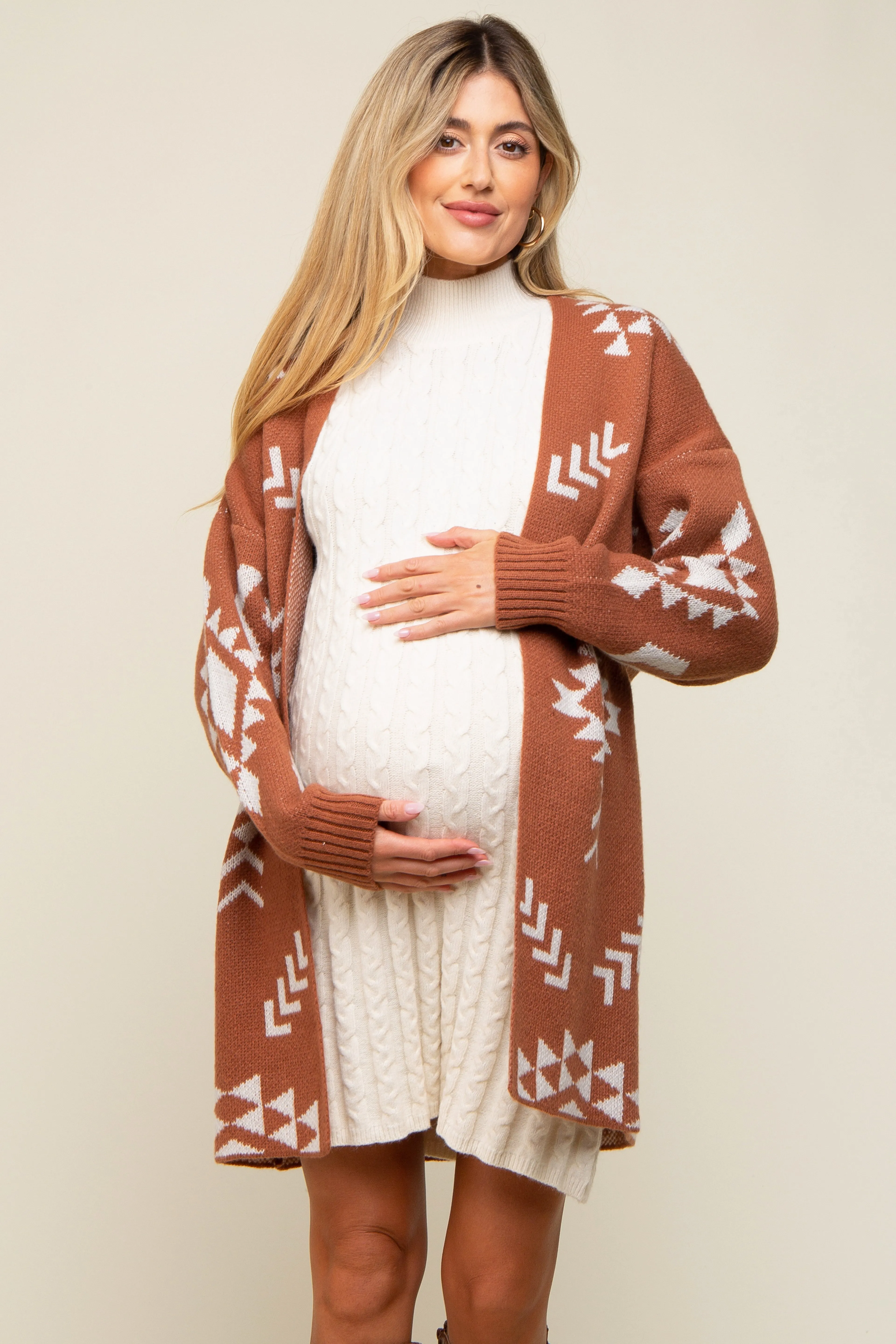 Rust Print Maternity Cardigan sold by Pinkblush product image thumbnail 4