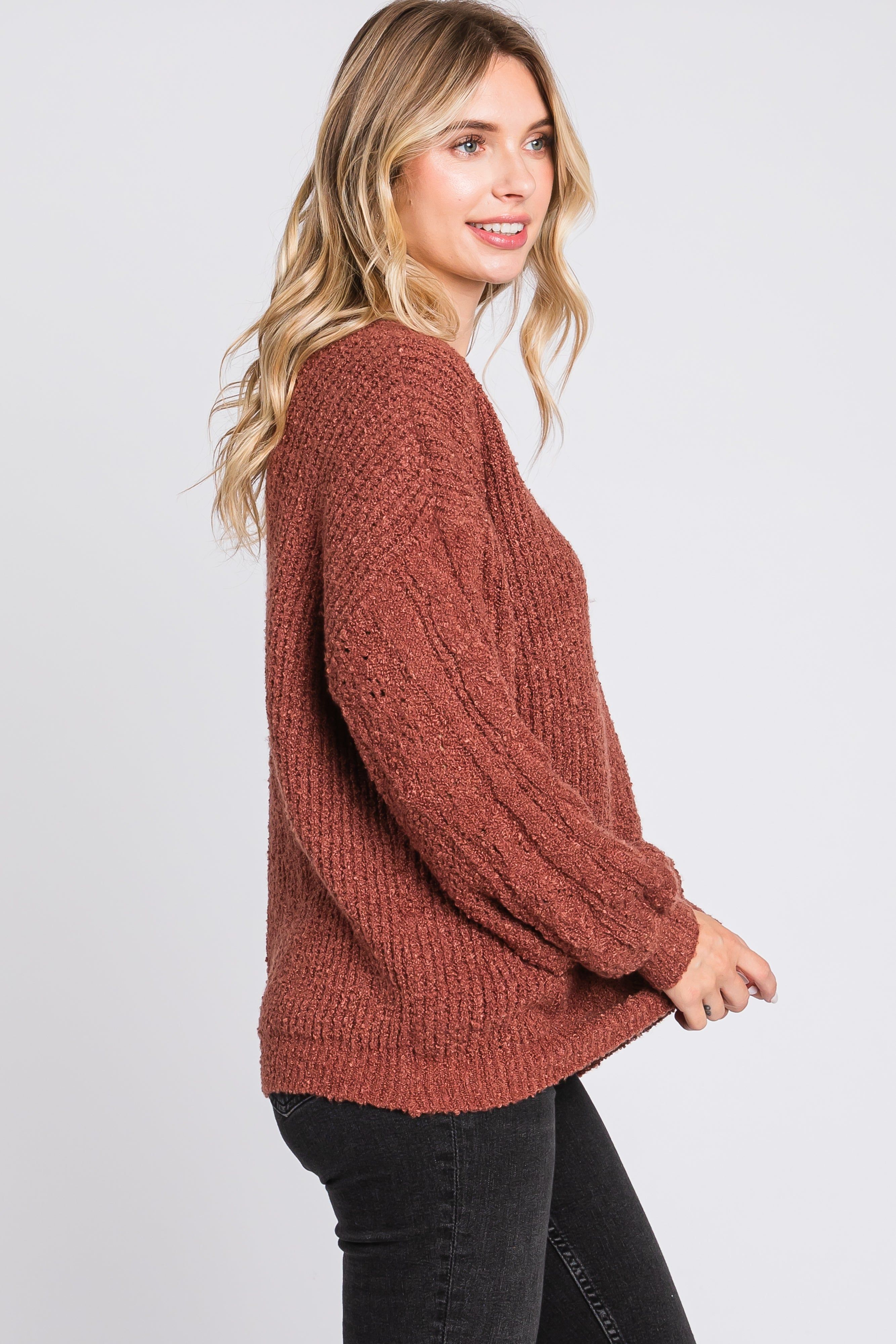 Camel Knit Puff Sleeve Sweater sold by Pinkblush product image thumbnail 3