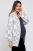 Heather Grey Checkered Maternity Cardigan Sweater sold by Pinkblush