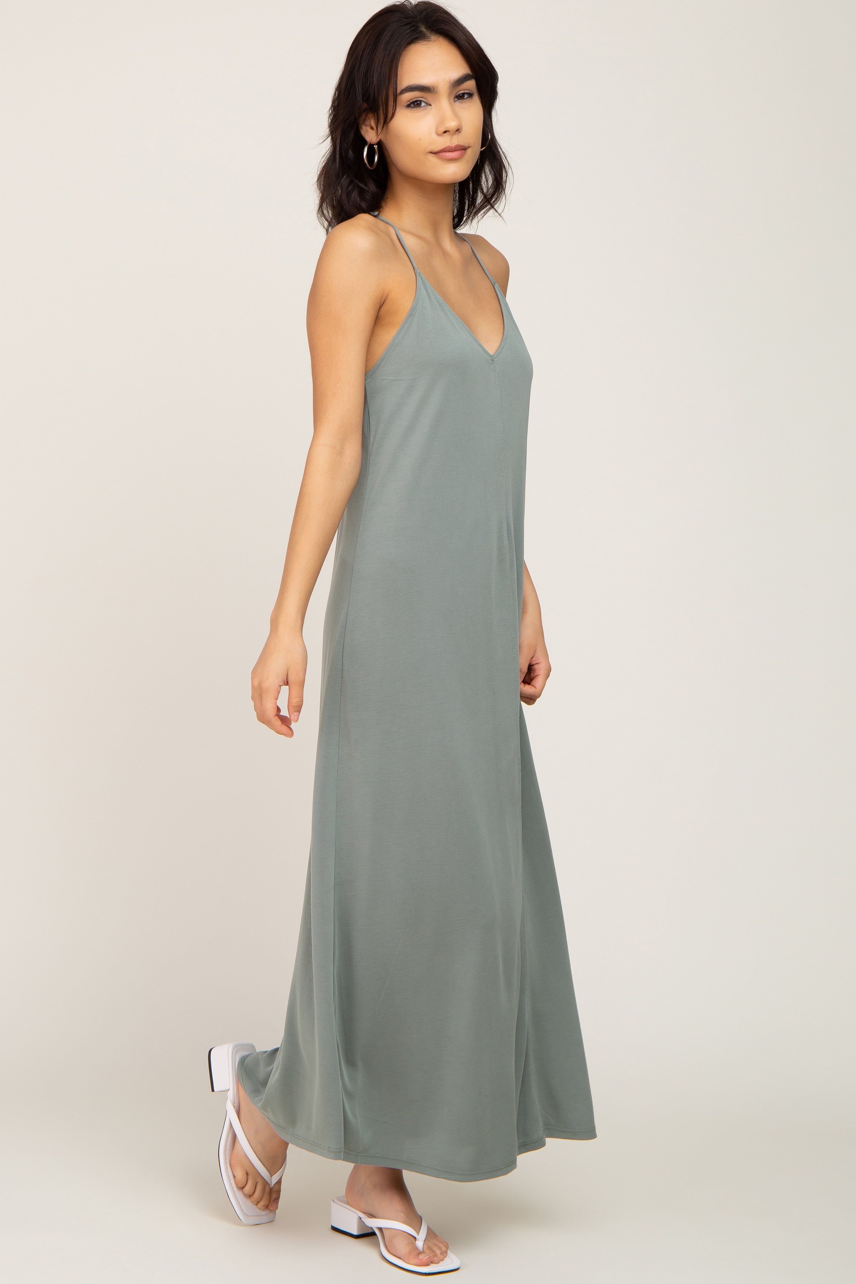 Olive Racerback Maxi Dress sold by Pinkblush product image thumbnail 2