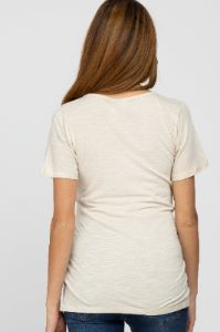 Beige V-Neck Maternity T Shirt sold by Pinkblush