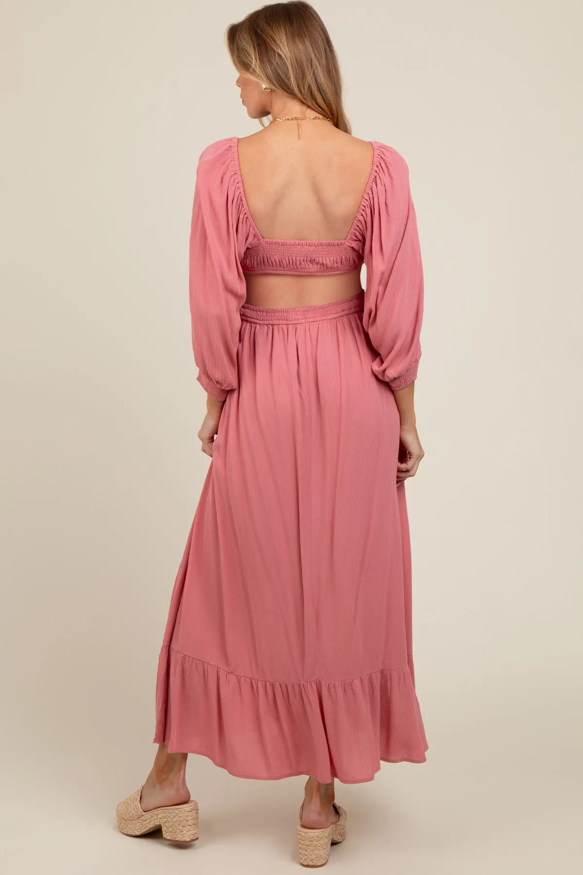 Pink Cutout Maternity Maxi Dress sold by Pinkblush product image thumbnail 3