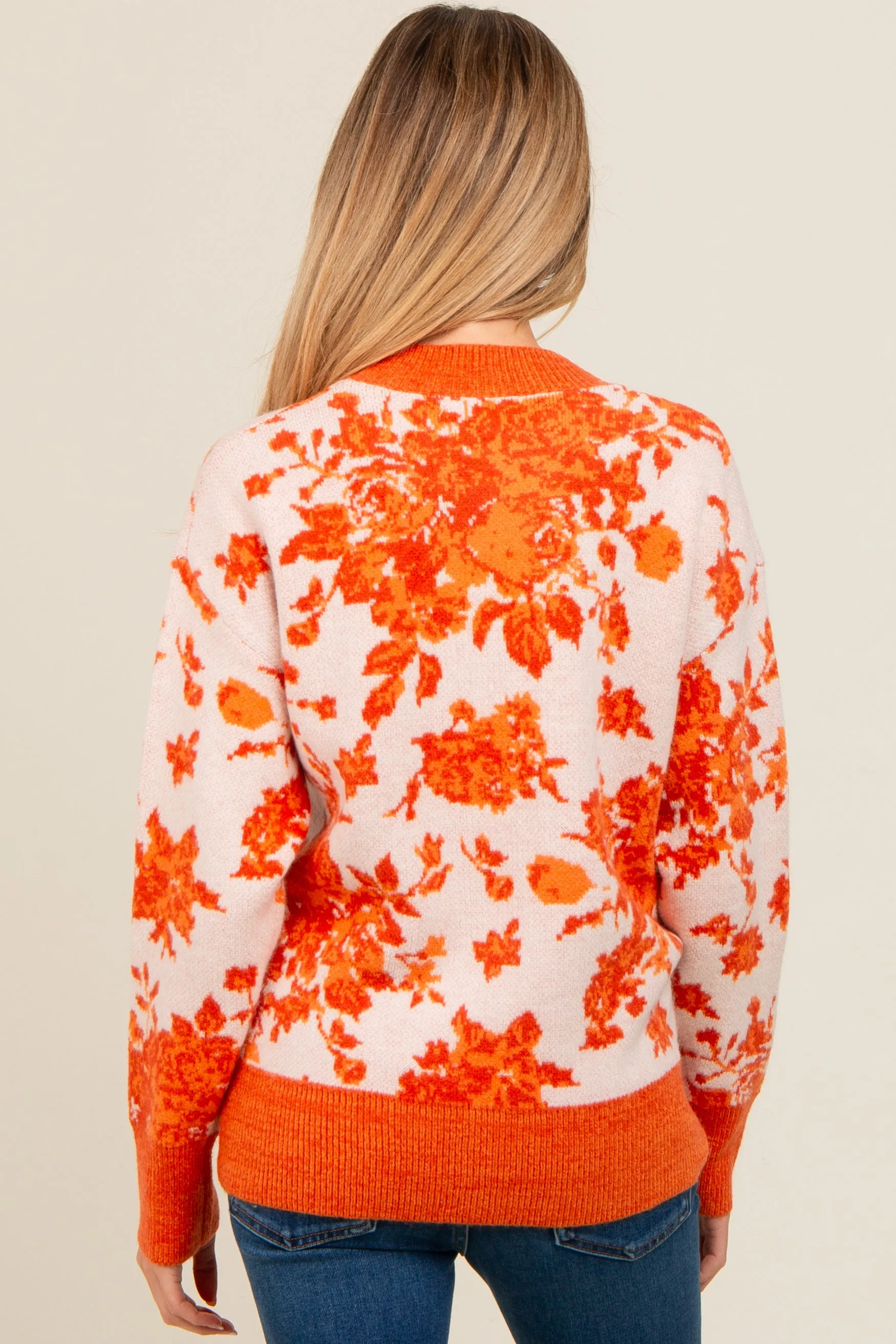 Orange Floral Crew Neck Maternity Sweater sold by Pinkblush product image thumbnail 4