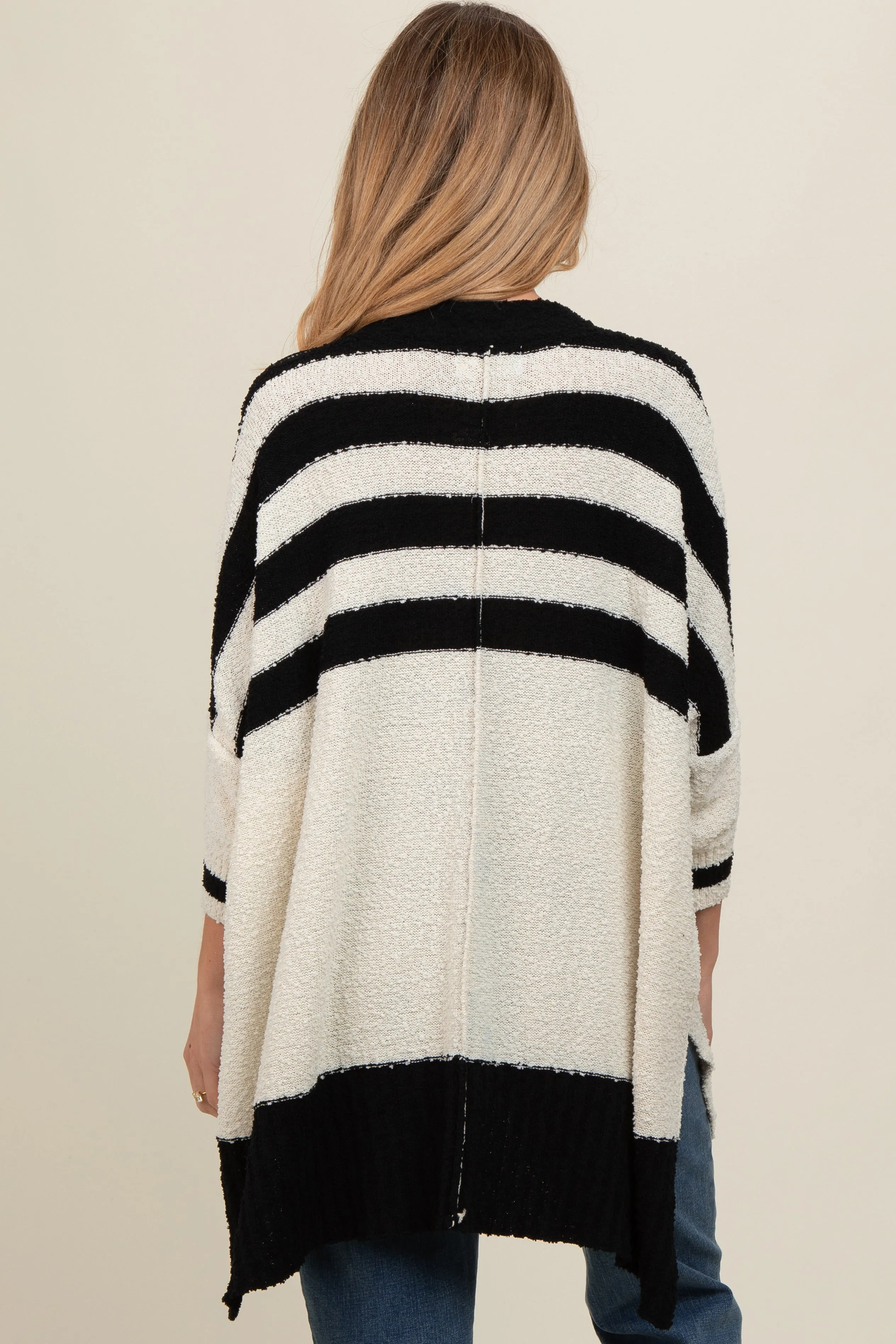Black Textured Knit Striped Oversized Maternity Cardigan sold by Pinkblush product image thumbnail 2