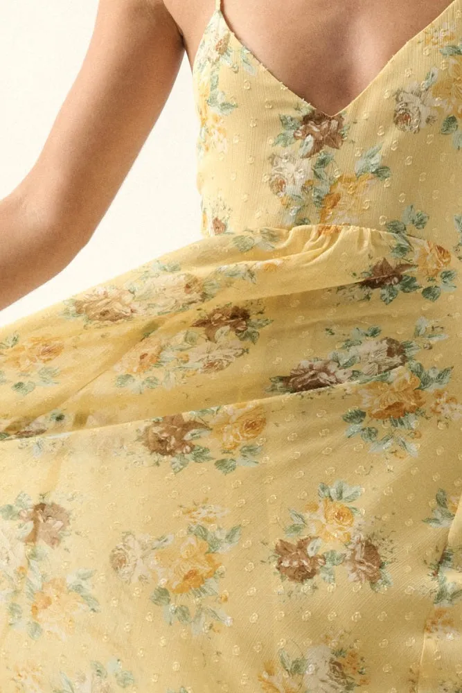 Sunshine Floral Swiss Dot Chiffon Handkerchief Maxi Dress sold by Pinkblush product image thumbnail 5