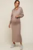 Mocha Knit Hooded Long Sleeve Maternity Dress sold by Pinkblush