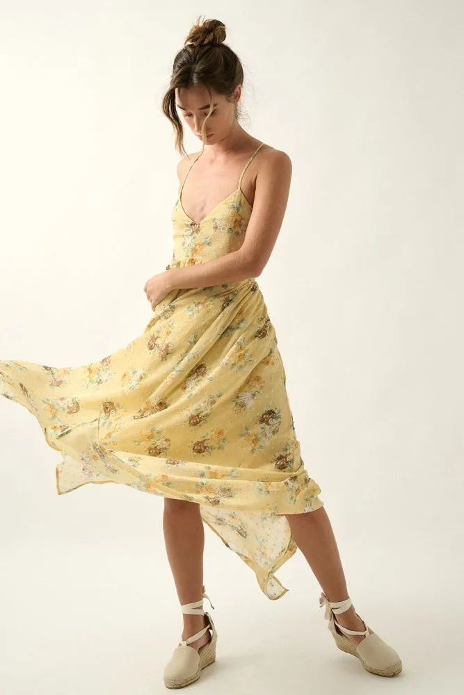Sunshine Floral Swiss Dot Chiffon Handkerchief Maxi Dress sold by Pinkblush product image thumbnail 2