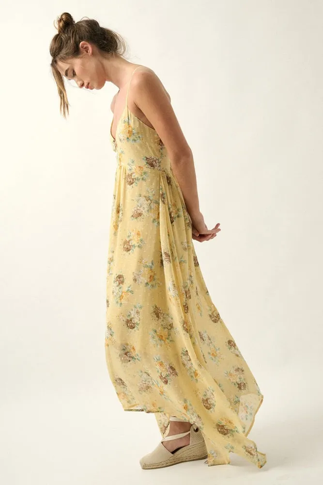Sunshine Floral Swiss Dot Chiffon Handkerchief Maxi Dress sold by Pinkblush product image thumbnail 3