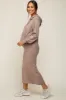 Mocha Knit Hooded Long Sleeve Maternity Dress sold by Pinkblush