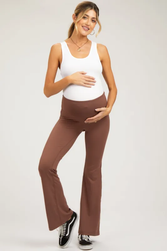 Rust Maternity Flared Leggings sold by Pinkblush