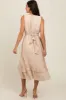 Beige Texture Ruffle Accent Midi Dress sold by Pinkblush