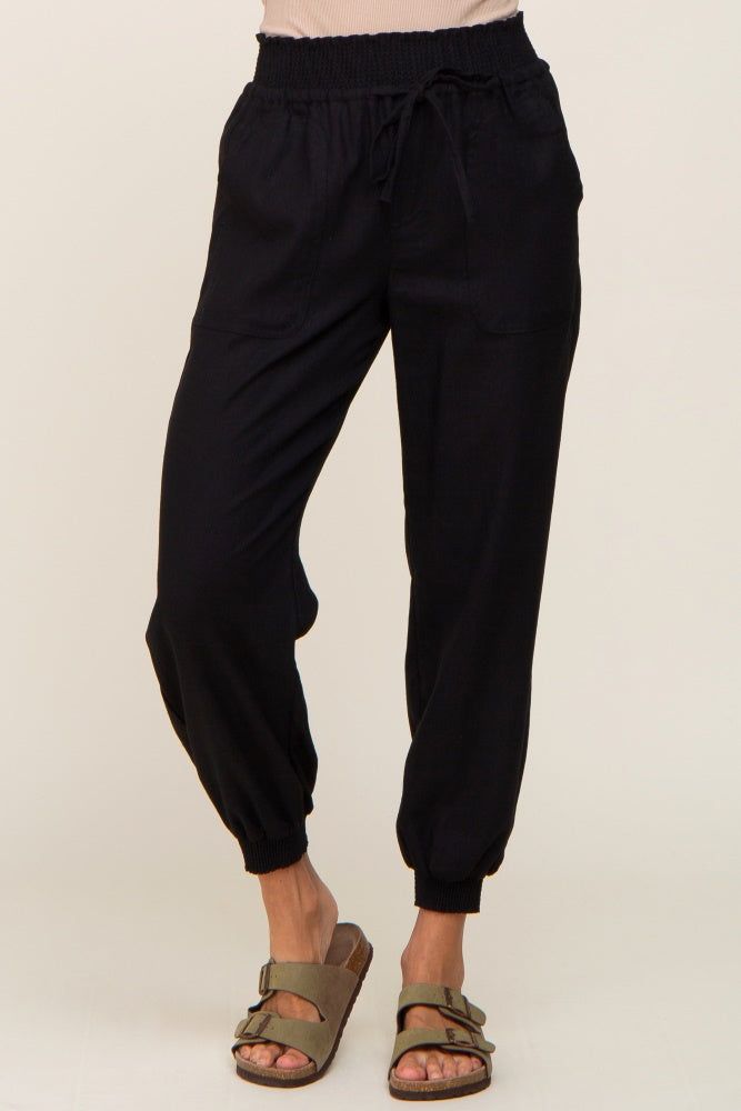 Black Smocked Joggers sold by Pinkblush product image thumbnail 2