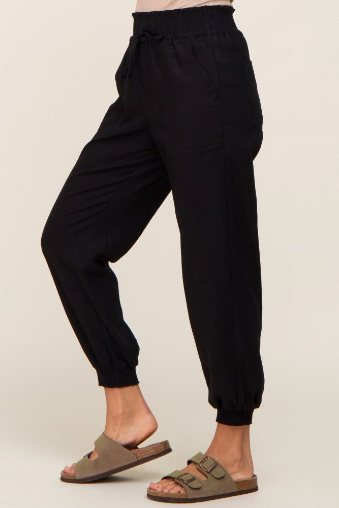 Black Smocked Joggers sold by Pinkblush product image thumbnail 3