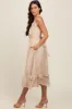 Beige Texture Ruffle Accent Midi Dress sold by Pinkblush