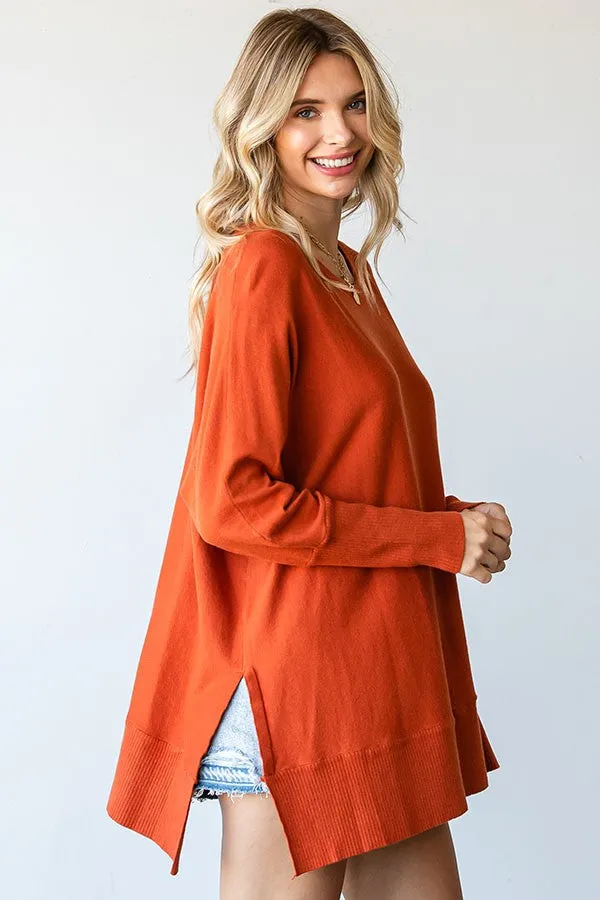 Orange Dolman Sleeve Side Slit Sweater sold by Pinkblush product image thumbnail 2