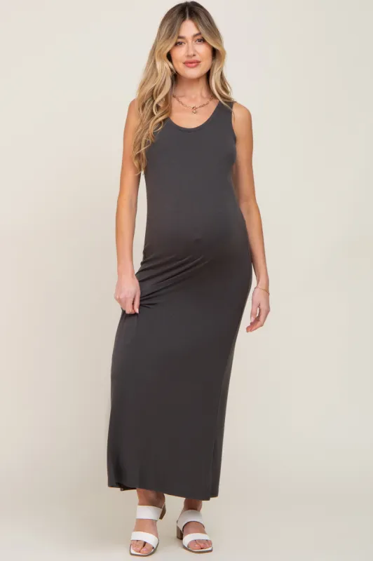 Charcoal Sleeveless Maternity Maxi Dress sold by Pinkblush