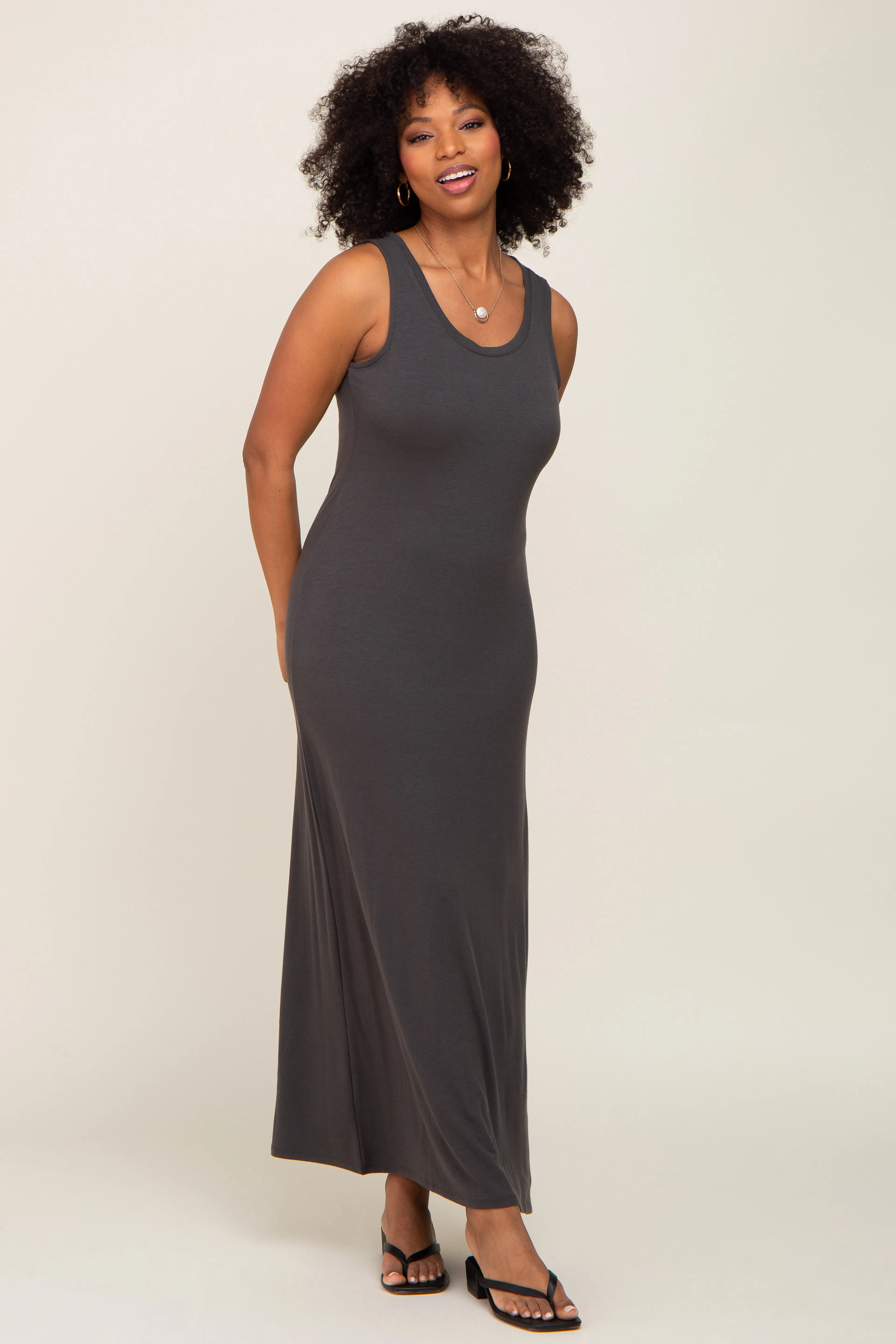 Charcoal Sleeveless Maternity Maxi Dress sold by Pinkblush product image thumbnail 5