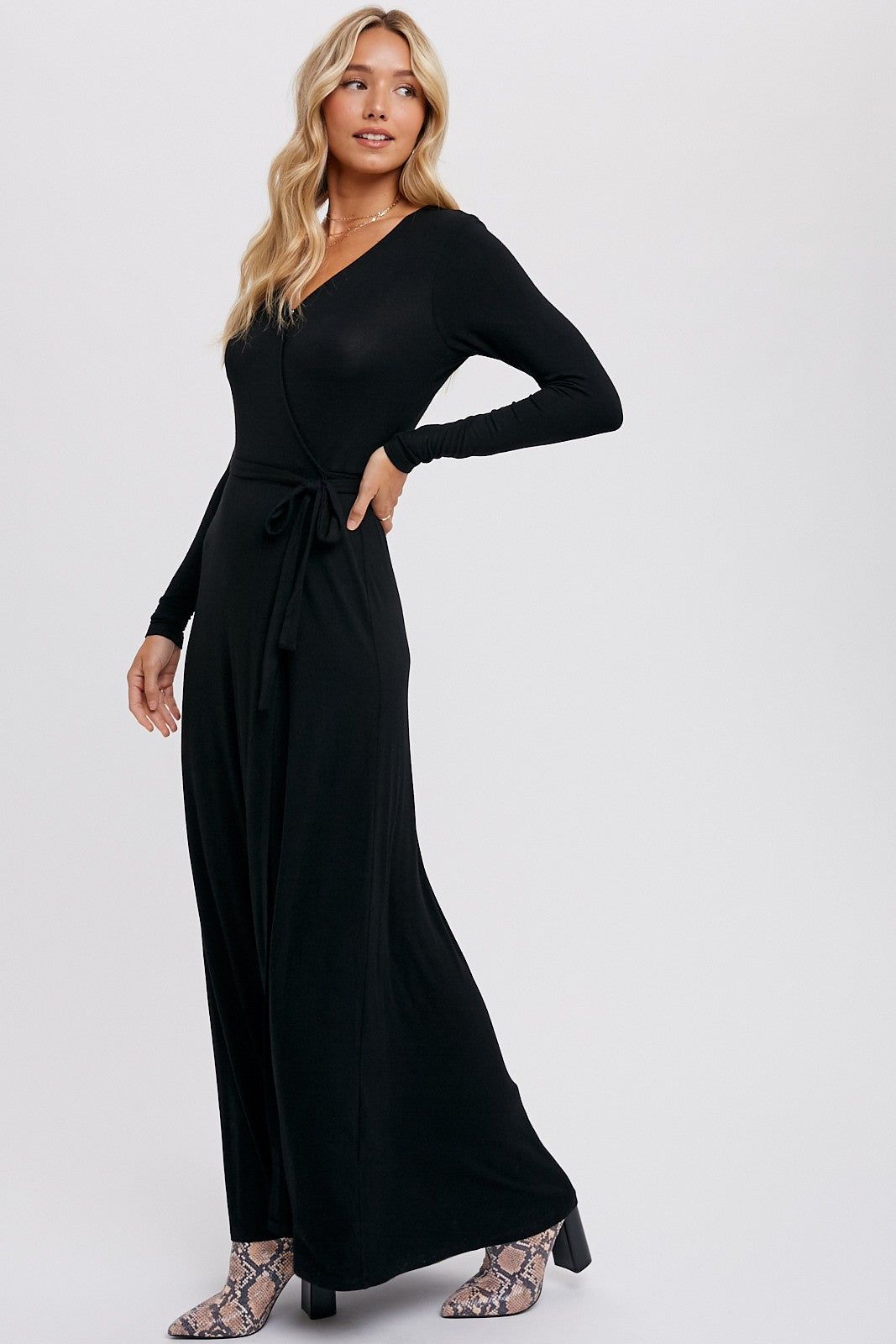 Black Knit Wrap Maxi Dress sold by Pinkblush product image thumbnail 2