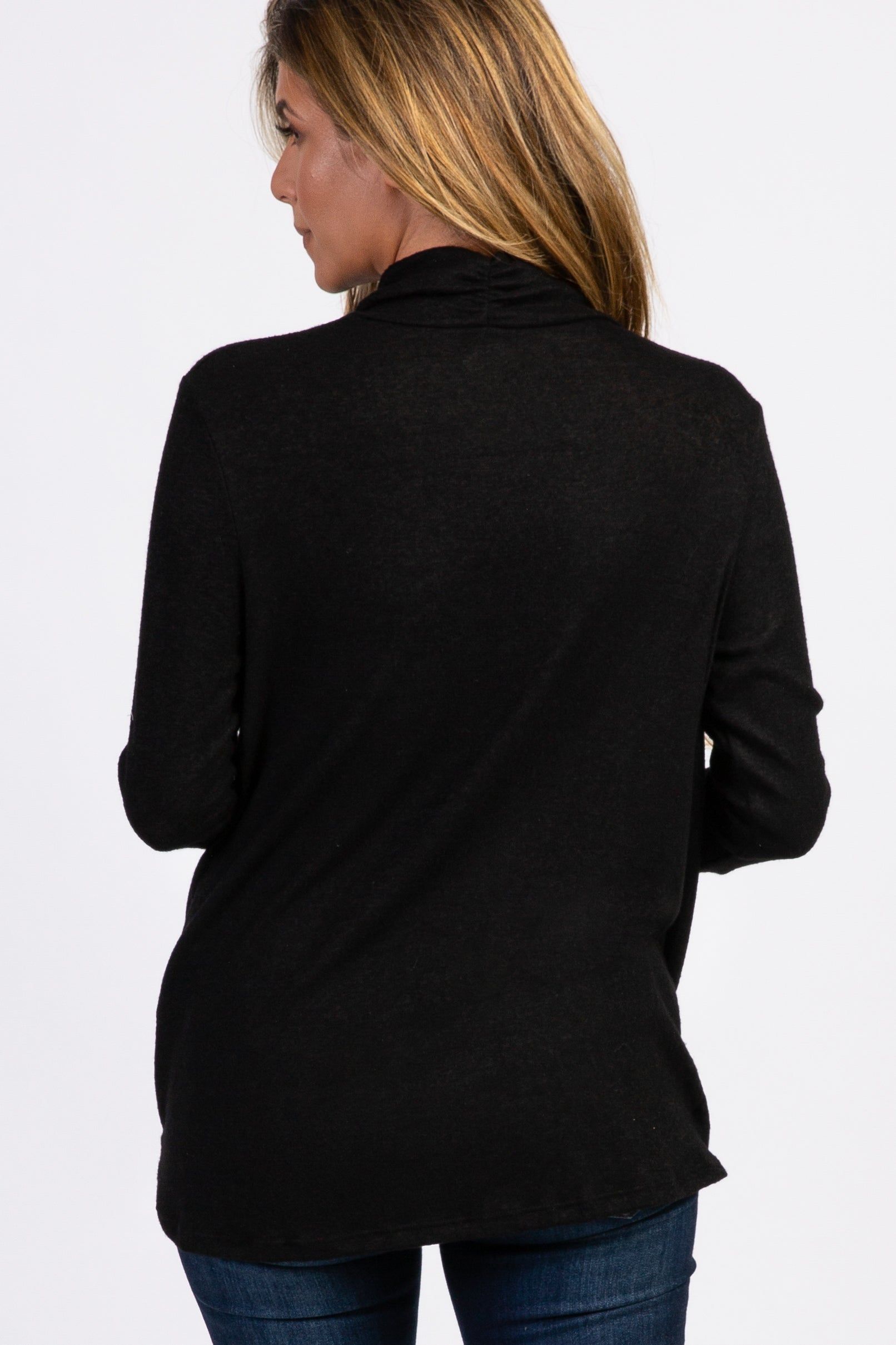 PinkBlush Black Knit Draped Wrap V-Neck Nursing Top sold by Pinkblush product image thumbnail 3