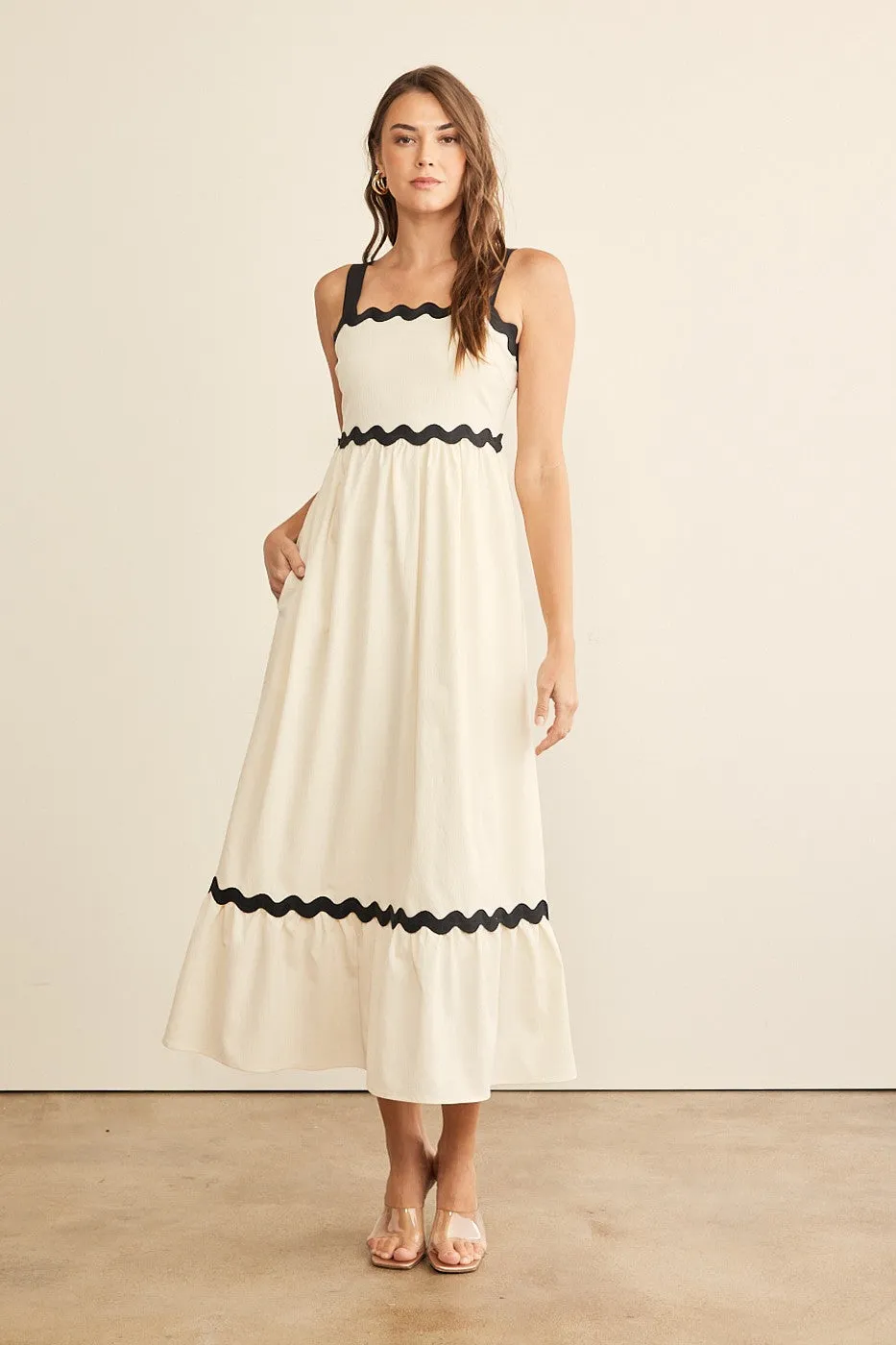 Cream Contrast Trim Maxi Dress sold by Pinkblush