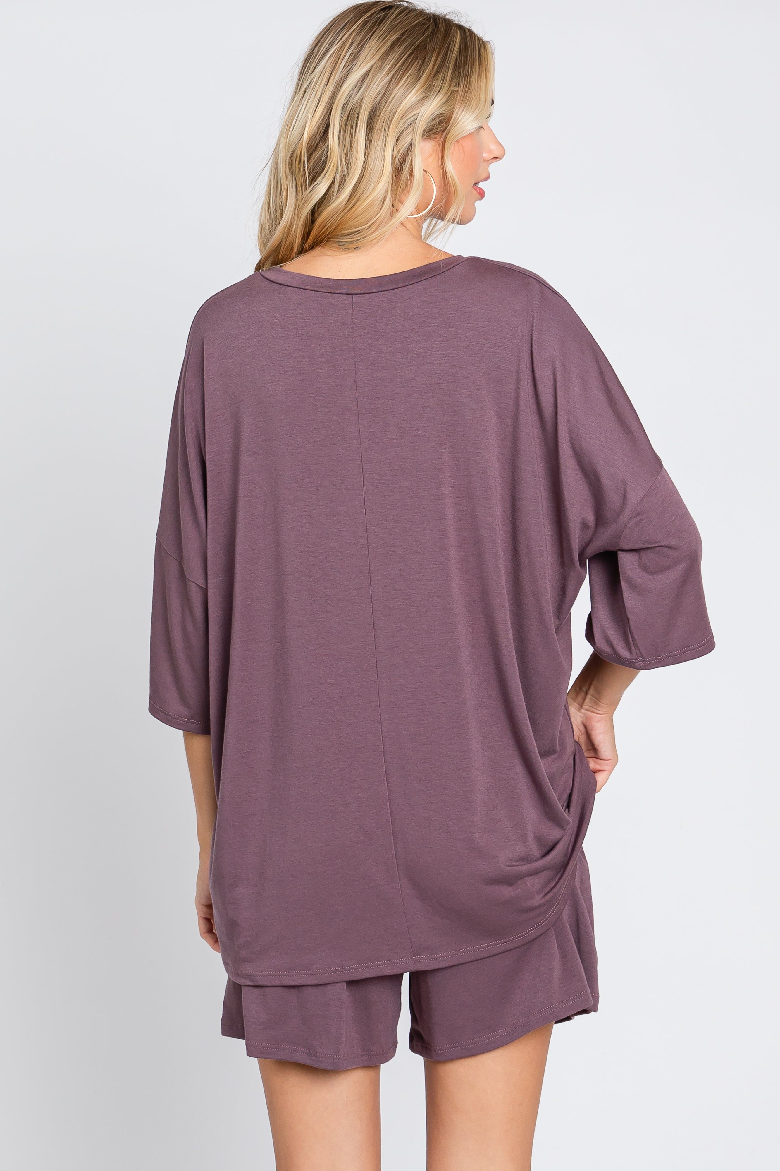 Plum Pocket Front Short Sleeve Pajama Short Set sold by Pinkblush product image thumbnail 3