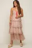 Red Floral Sleeveless Tiered Maternity Maxi Dress sold by Pinkblush