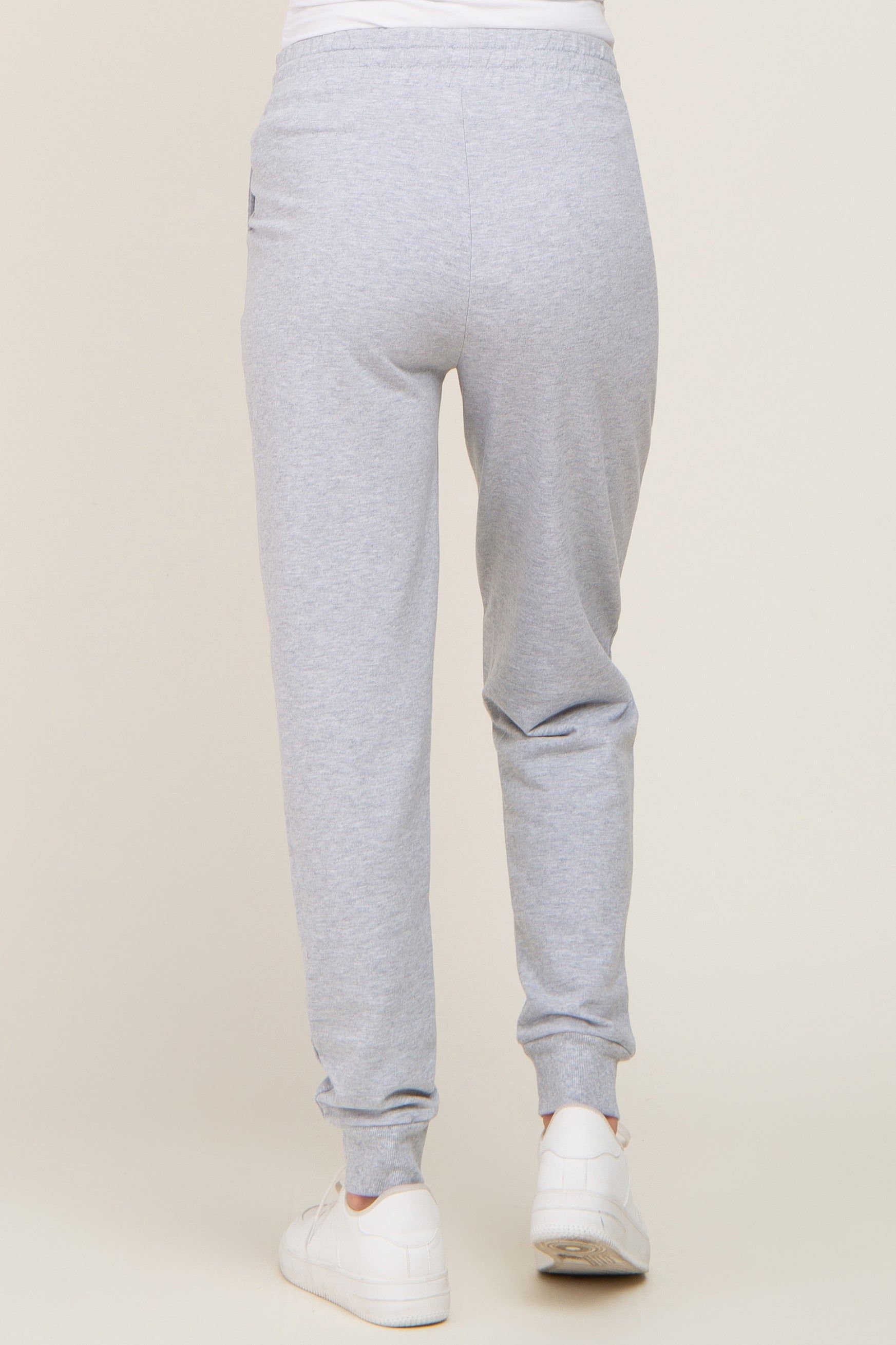 Heather Grey Basic Drawstring Maternity Sweatpants sold by Pinkblush product image thumbnail 4