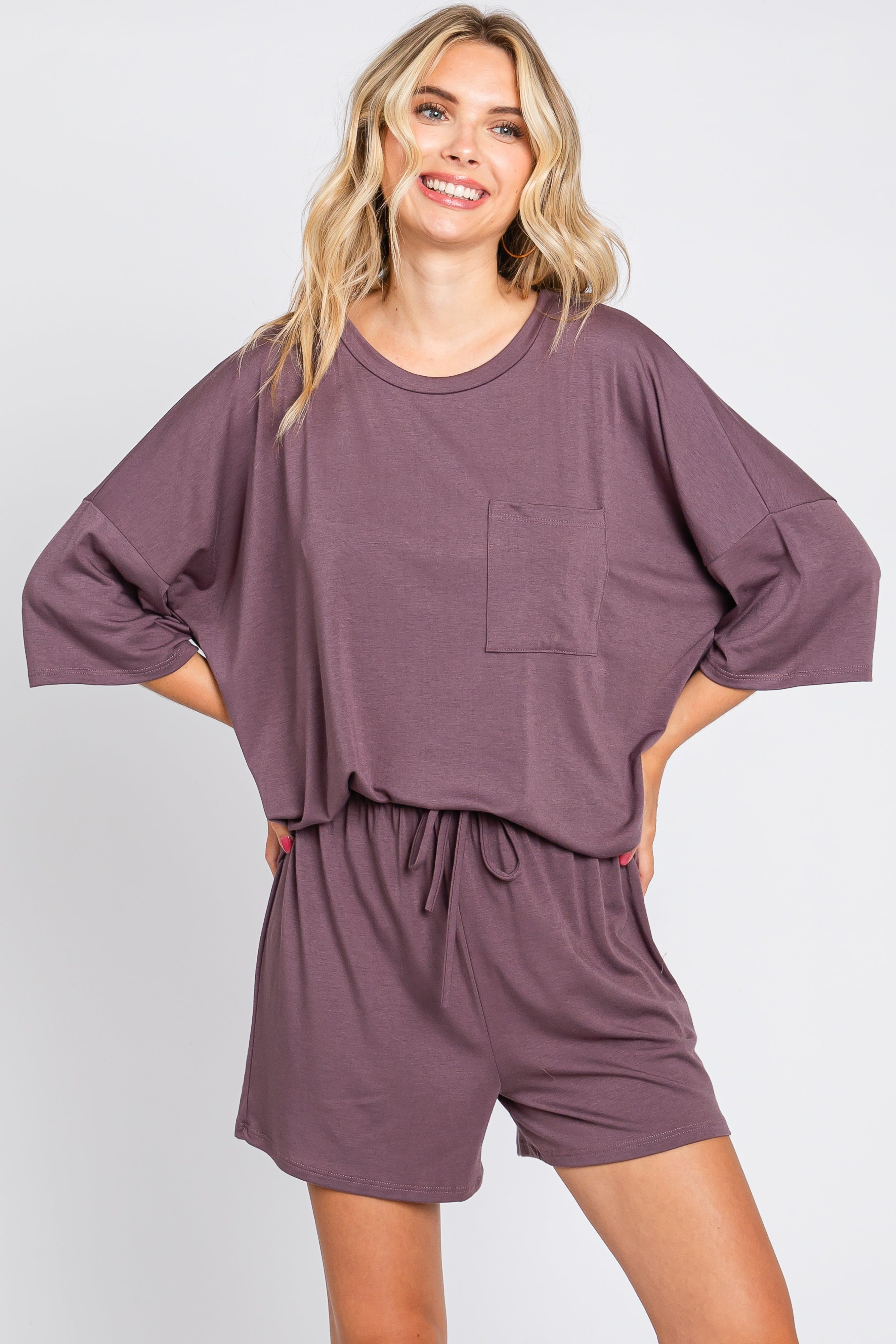 Plum Pocket Front Short Sleeve Pajama Short Set sold by Pinkblush product image thumbnail 5