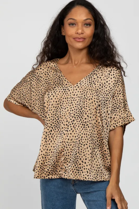 Taupe Animal Print Blouse sold by Pinkblush