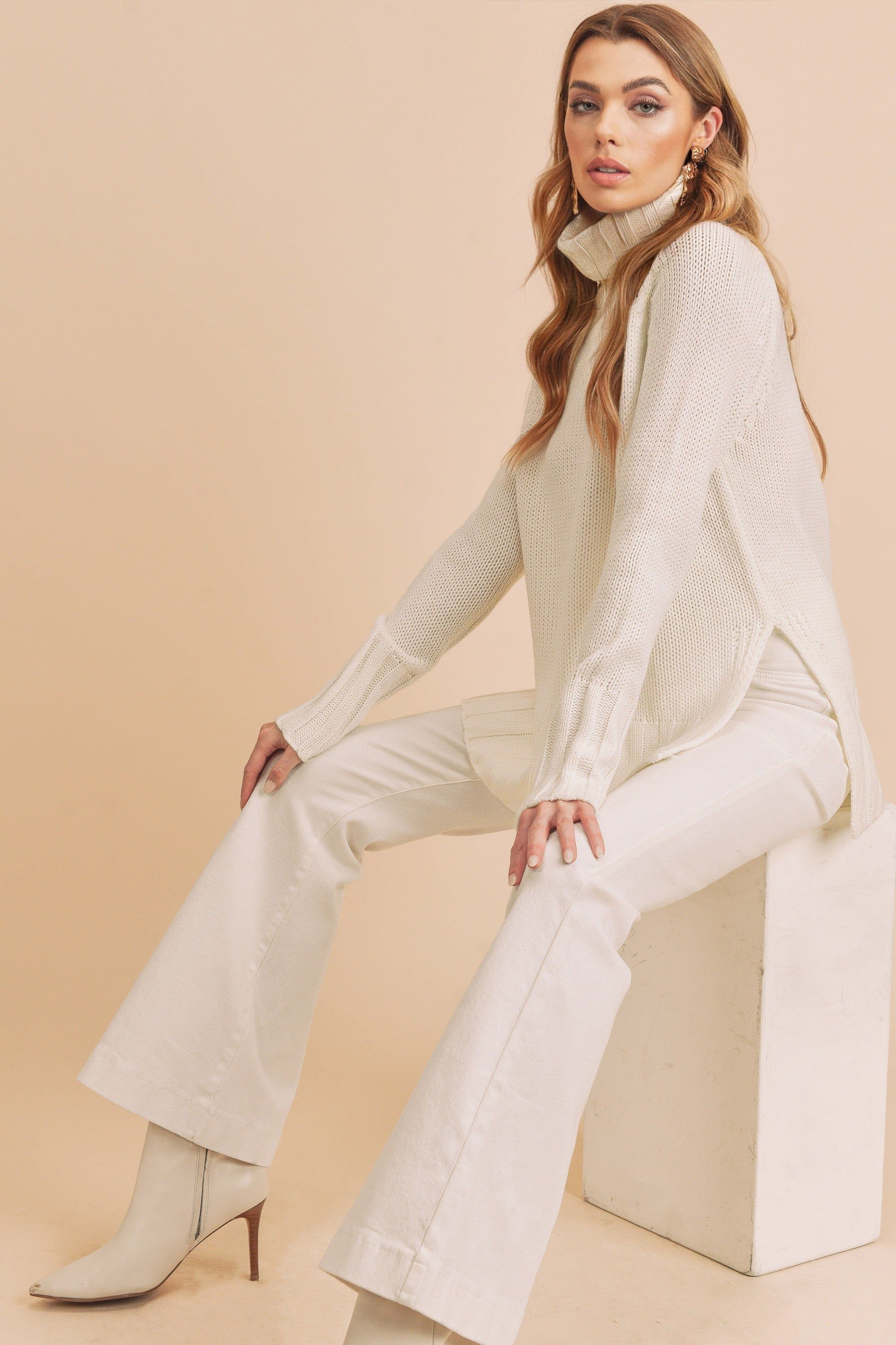 White Turtleneck Sweater sold by Pinkblush