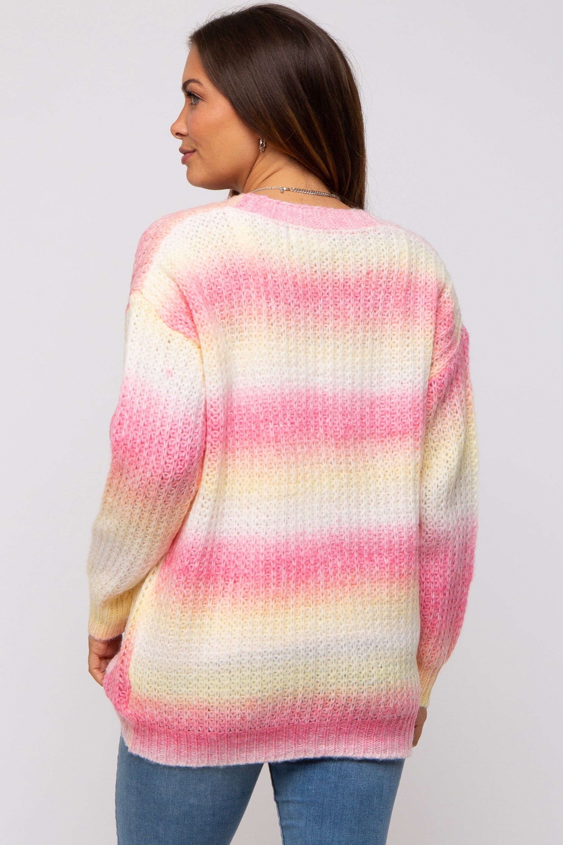 Pink Multi Gradation Button Down Knit Cardigan Sweater sold by Pinkblush product image thumbnail 3