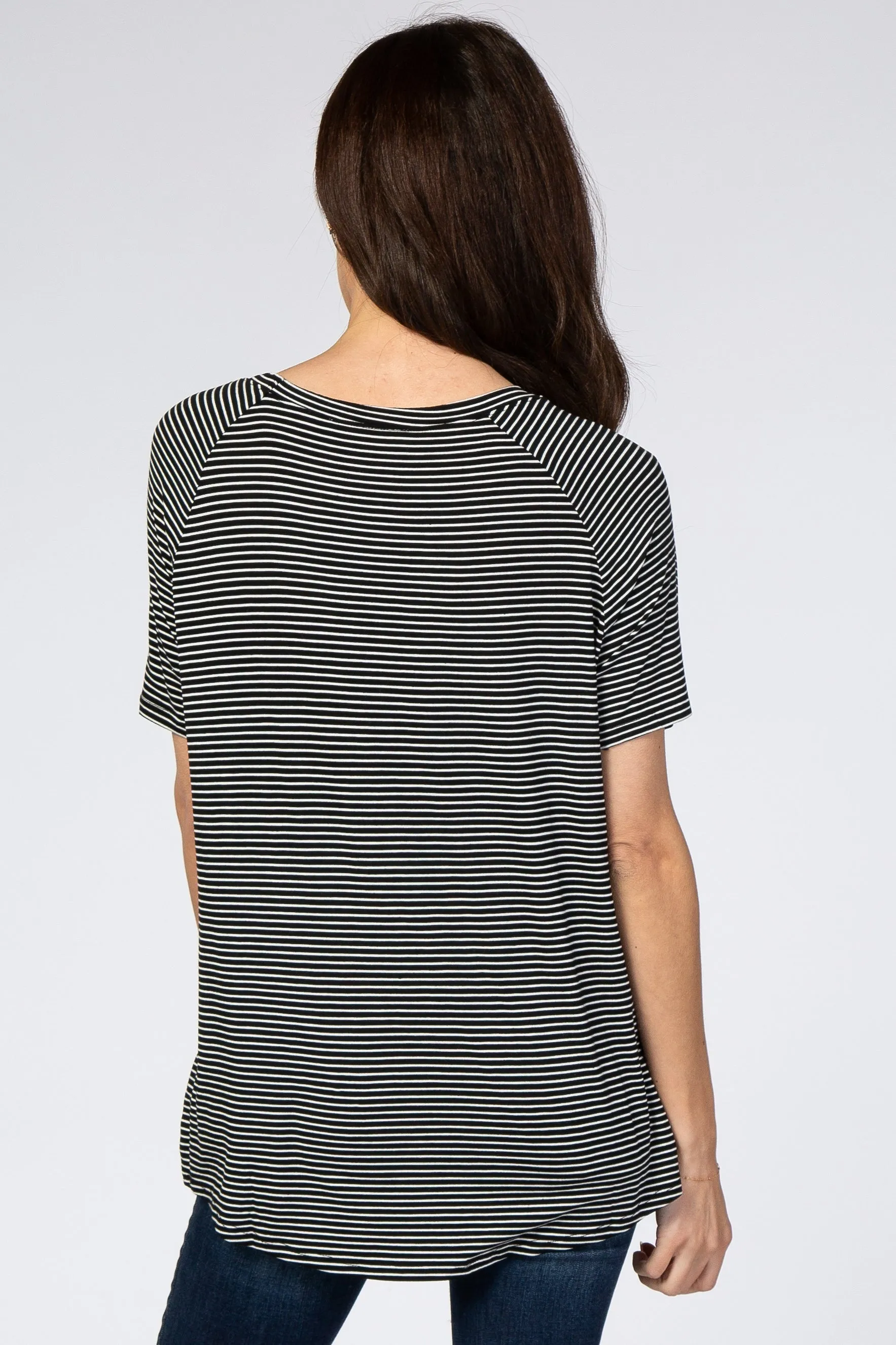 Black Striped V-Neck Short Sleeve Top sold by Pinkblush product image thumbnail 3