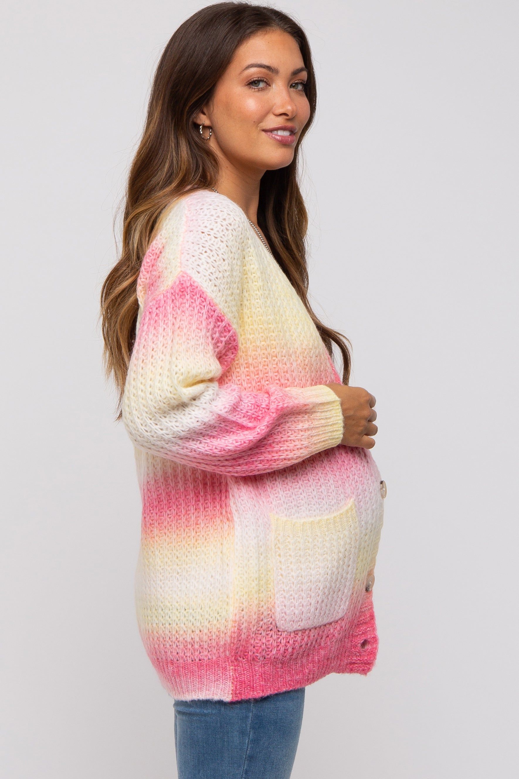Pink Multi Gradation Button Down Knit Cardigan Sweater sold by Pinkblush product image thumbnail 2